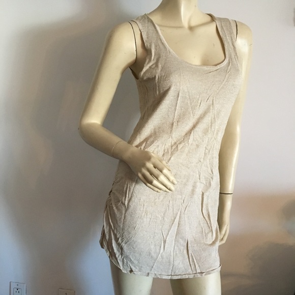 shimmery gold tunic tank top with scoop neck - Picture 3 of 8